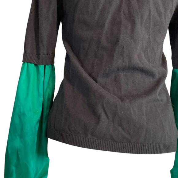 Y2K Candies Satin Green Low Scoop Neck Knit Vest Built in Shirt Layer Size Large - Picture 8 of 16